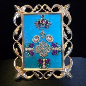 Hand Crafted Framed Jewelry Art 7.5"W x 9.5"H